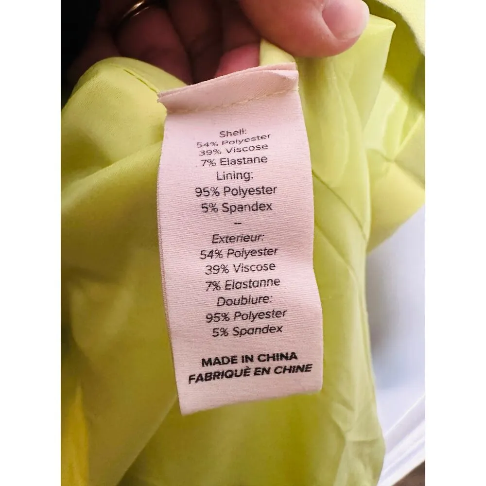 CINQ Á SEPT Neon Yellow Shoulder Cutouts Flared Hourglass Alyssa Dress Size 2 - Image 9