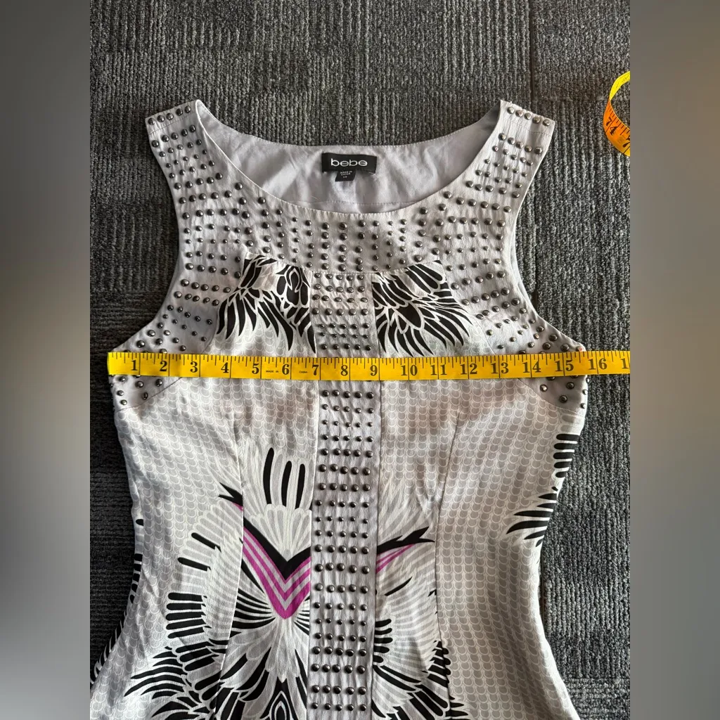 BEBE 100% Silk Embellished Cutout Back Bodycon, Women’s Dress Gray =SIZE XS= - Image 12