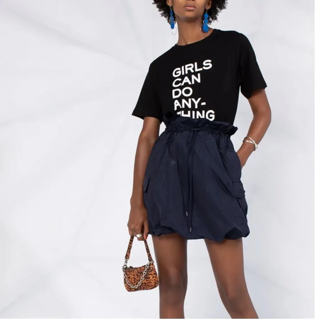 NWOT Zadig and Voltaire Bella Girls Can Do Anything Tee Shirt Black White M - Image 2