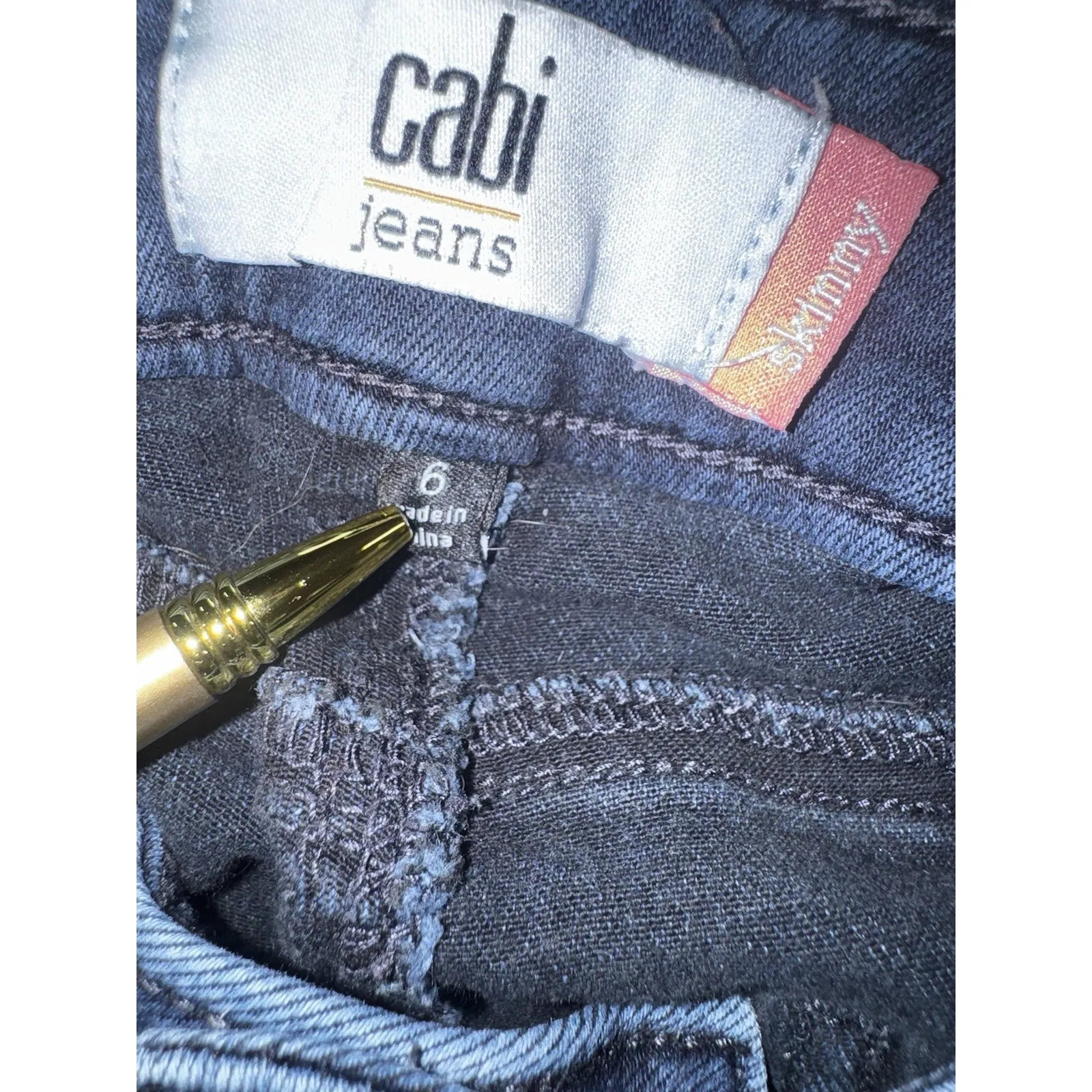 Cabi Jeans Women 6 Low Rise Skinny Distressed Dark‎ Wash Denim Boho Casual - Image 8