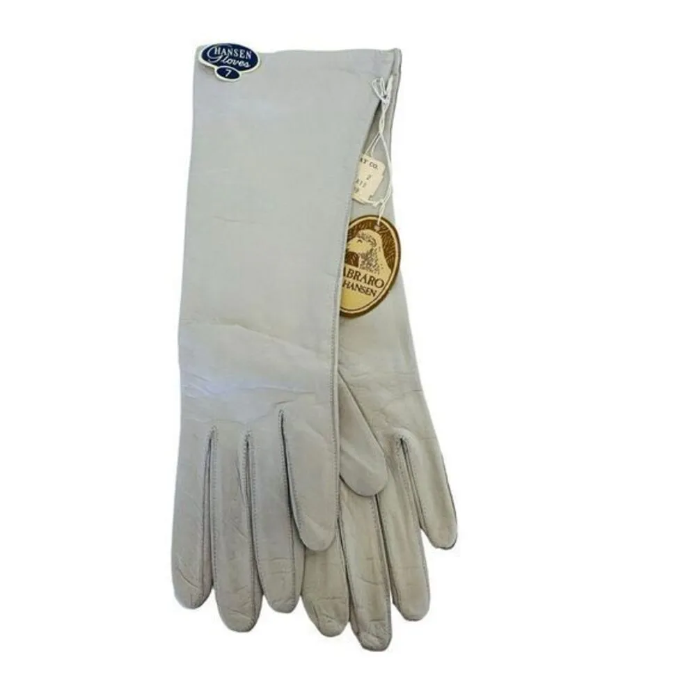 Vintage Cabraro By Hansen 100% Silk Grey Gloves Size 7 NOS With Tags May Co 1970 Gray - Image 2