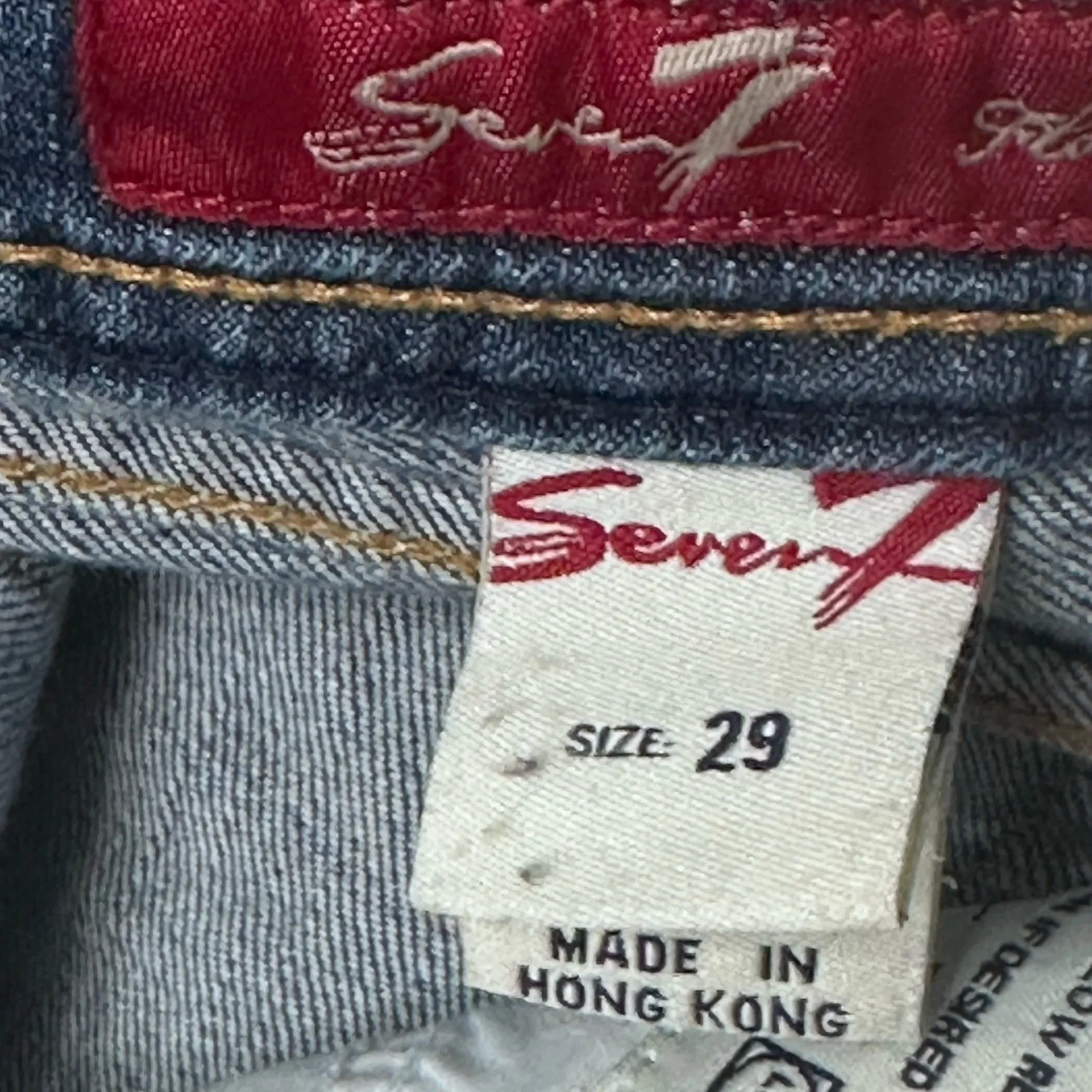 Seven7 Jeans Womens 29 Flare Low Rise Medium Wash Denim Stretch Whisker 30x32 - Image 10