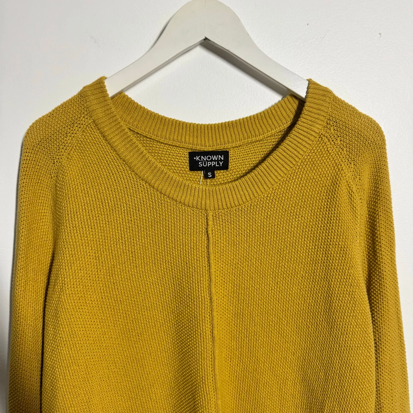 Known Supply Sweater Women S Mustard Yellow Organic Cotton Knit Fall Modest Prep - Image 3