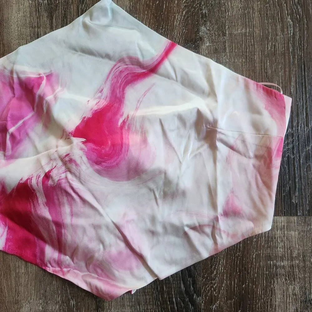 Retrofete Doris Top Tank in Marble Pink Size XL Halter NWT Silk Handkerchief White - Image 6
