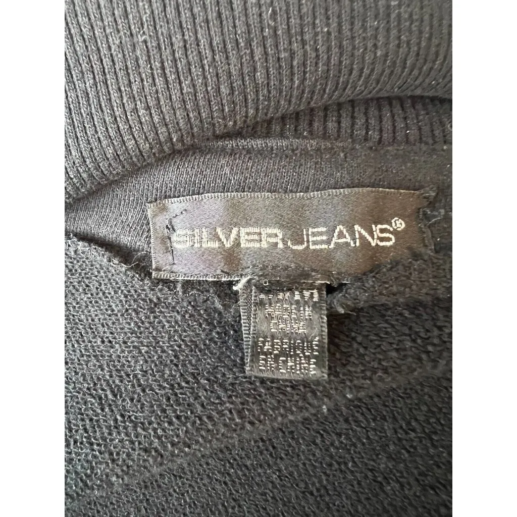 Silver Jeans Full Zip jacket Black Shacket Small Grunge Moto Pockets Y2K 80s - Image 2