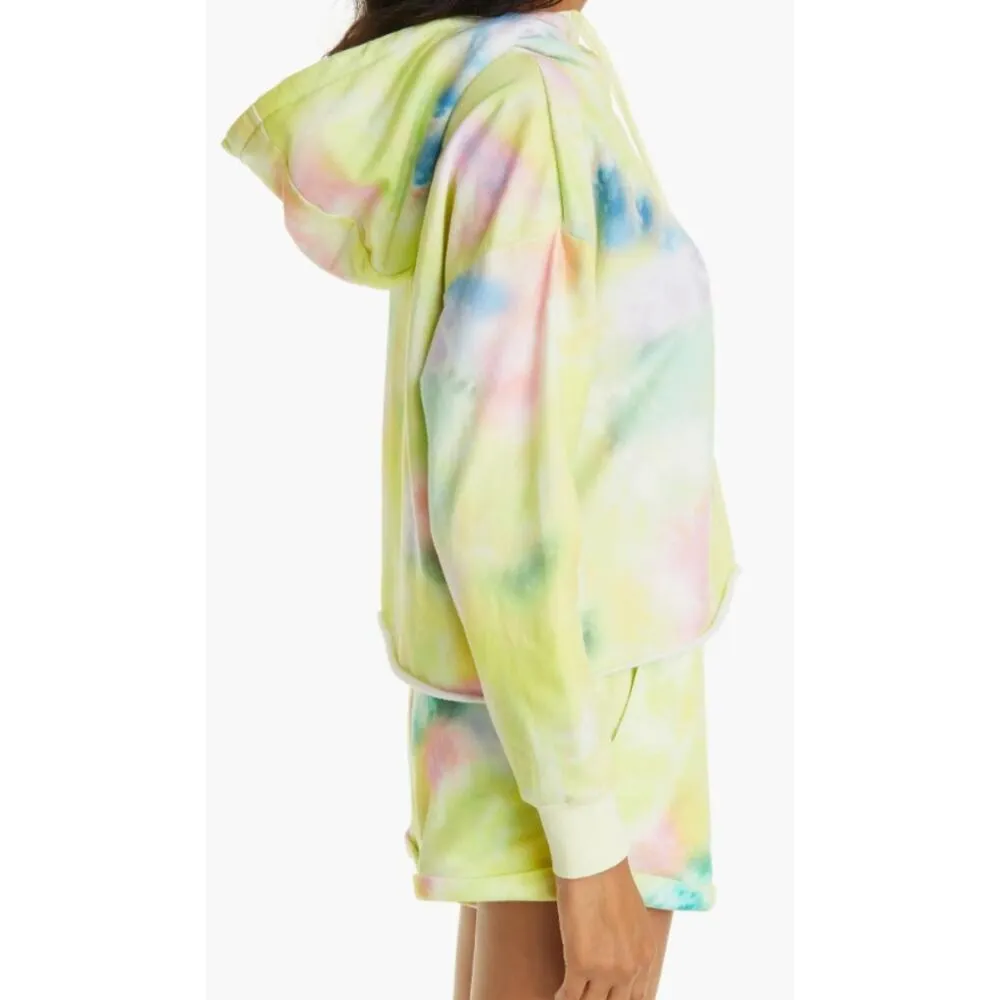 Alice + Olivia Tie Dye Funnel Neck Crop Hoodie Beachside Yellow L - Image 11