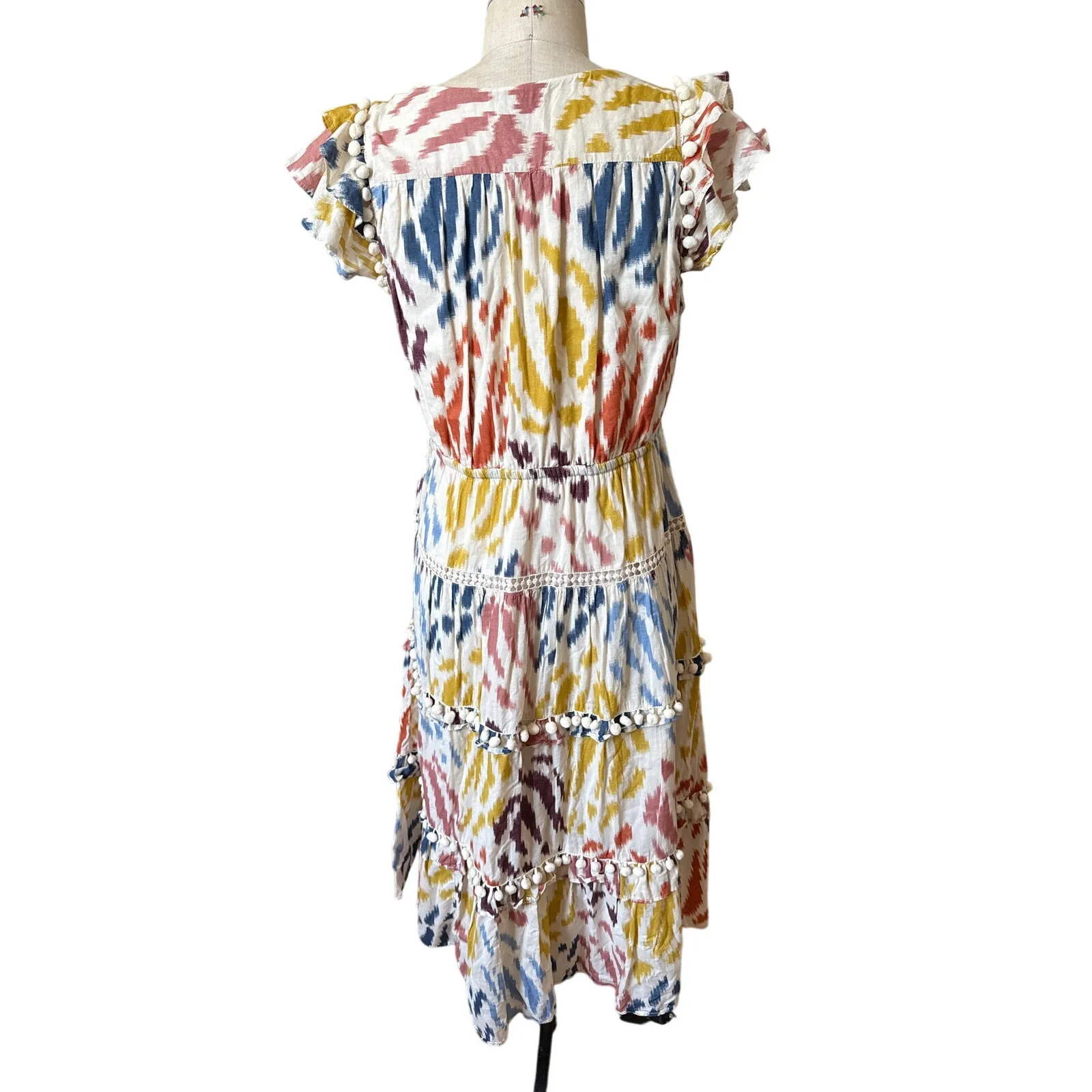 J Crew Point Sur Flutter Sleeve Pom Dress Size 12 - Image 5