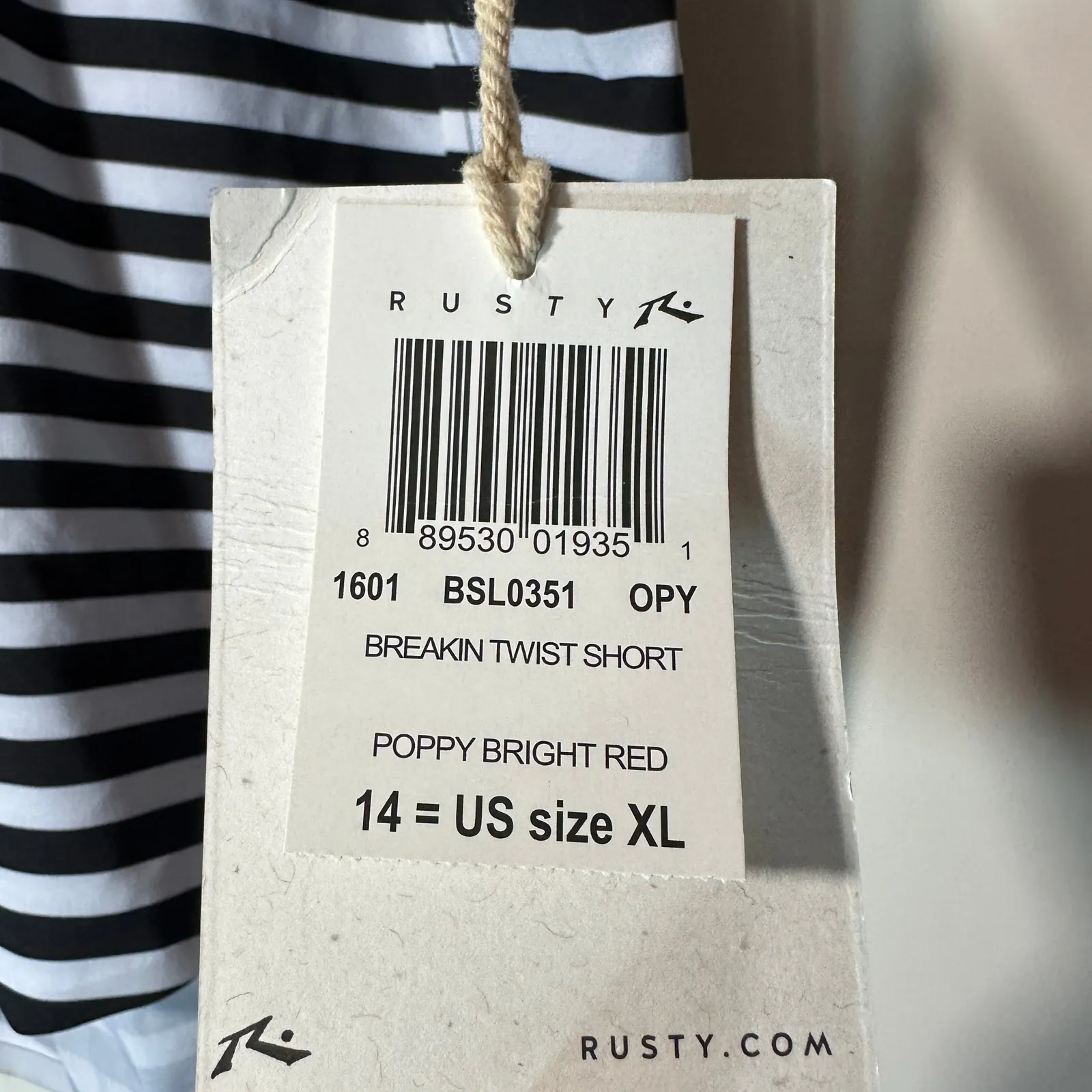 NWT Rusty Breakin Twist Shorts Womens XL Black White Striped Running Gym Unlined - Image 3