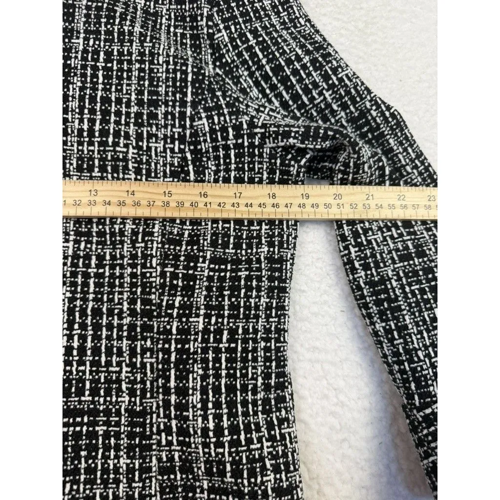 Talbots Sweater Womens Large Black White Plaid‎ Bell Sleeve Stretch Business Top - Image 8