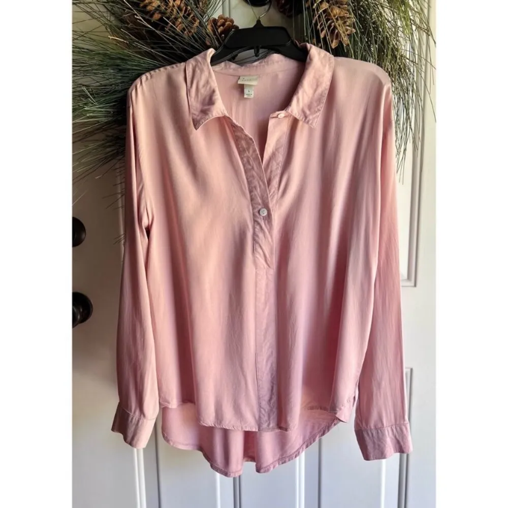 A New Day Hi-low Pink/Blush/Mauve Long Sleeve Button Up Blouse/Top/Shirt Size L - Image 3