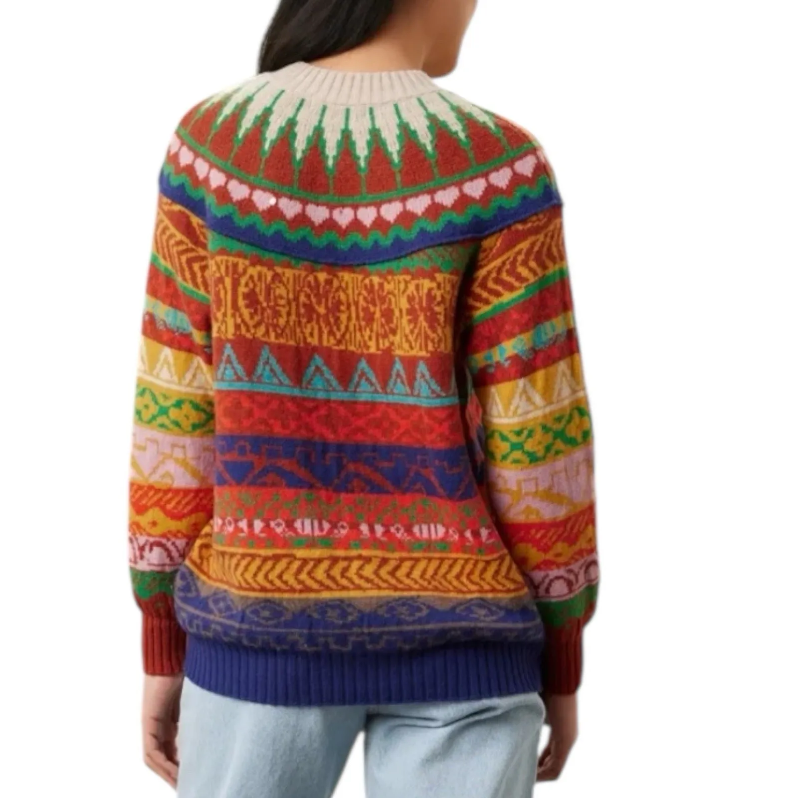 Aldo Martins Nazaire Multicolored Fair Isle Alpaca Blend Sweater Size XS Brown - Image 2