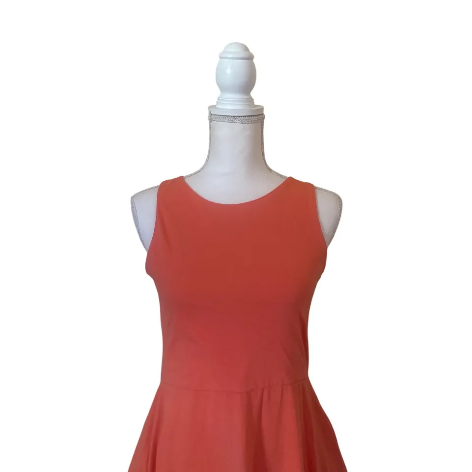Pact Organic Cotton Coral Mini Tank Dress Sz M Casual Fit & Flare Stretch - Image 4