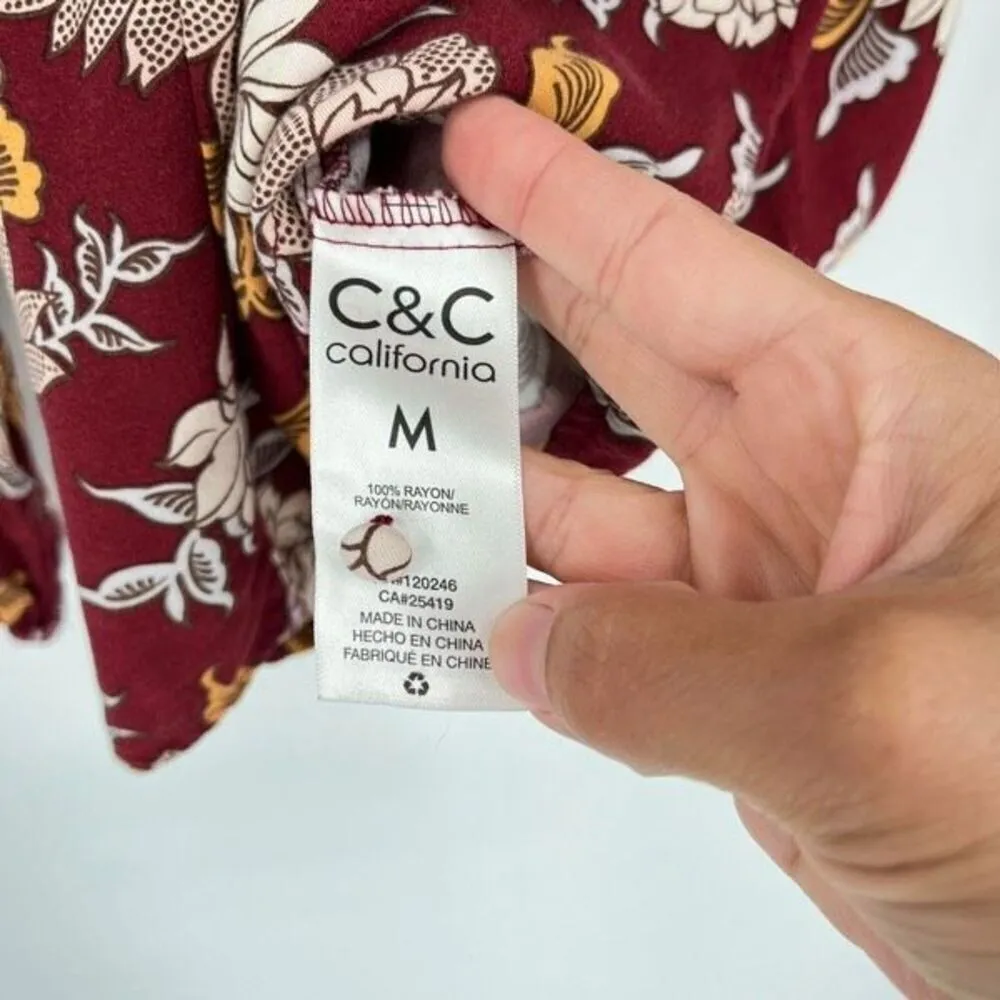 C&C California Floral Blouse Medium Fall Autumn Colors Flowy‎ Loose Bohemian - Image 4