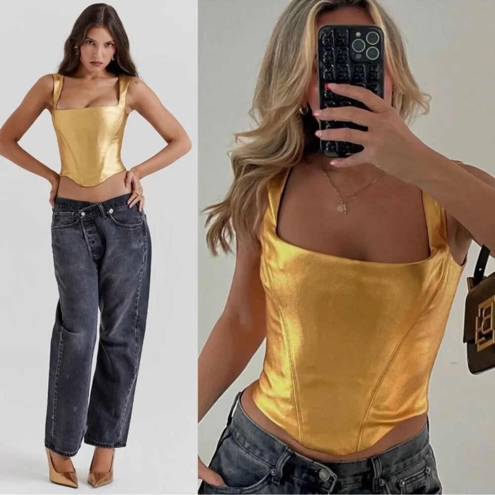 House of CB Karia Gold Corset Top sz M - Image 4