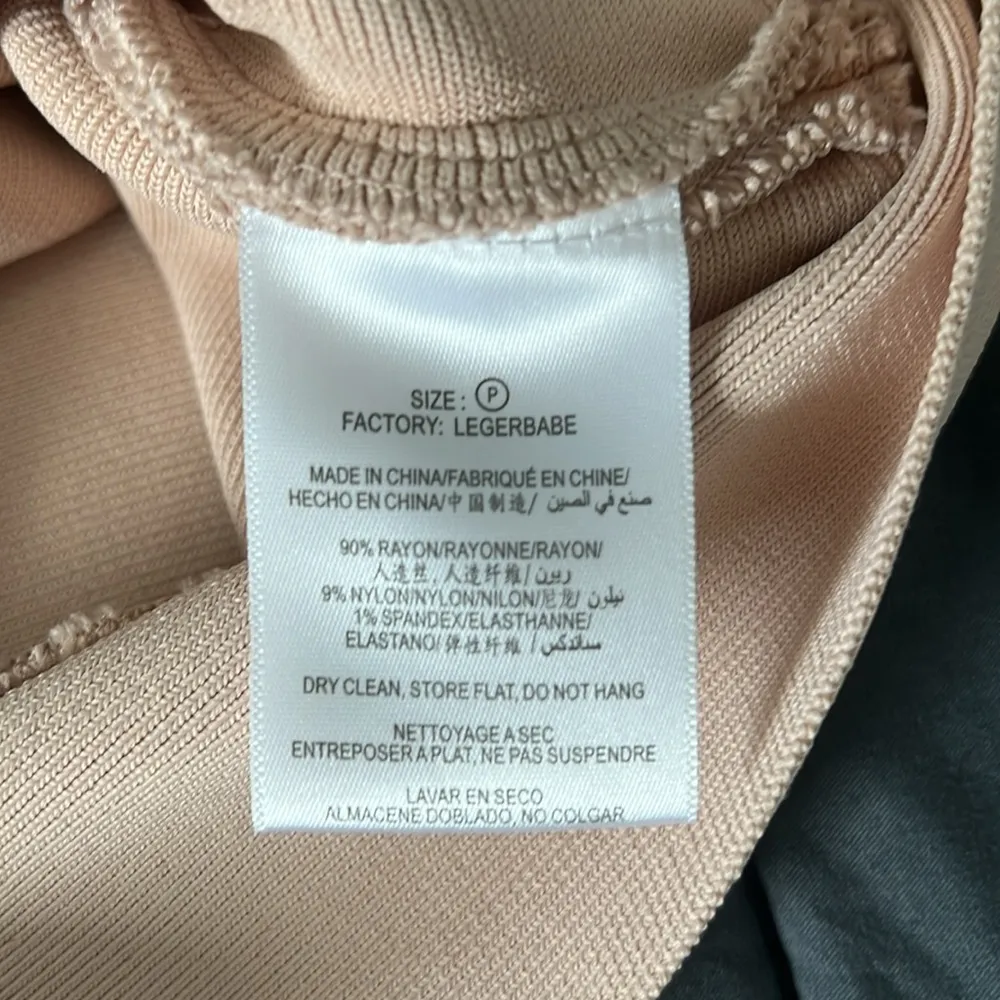 Cross Front Bodycon Mini Skirt Beige Size Small - Image 3