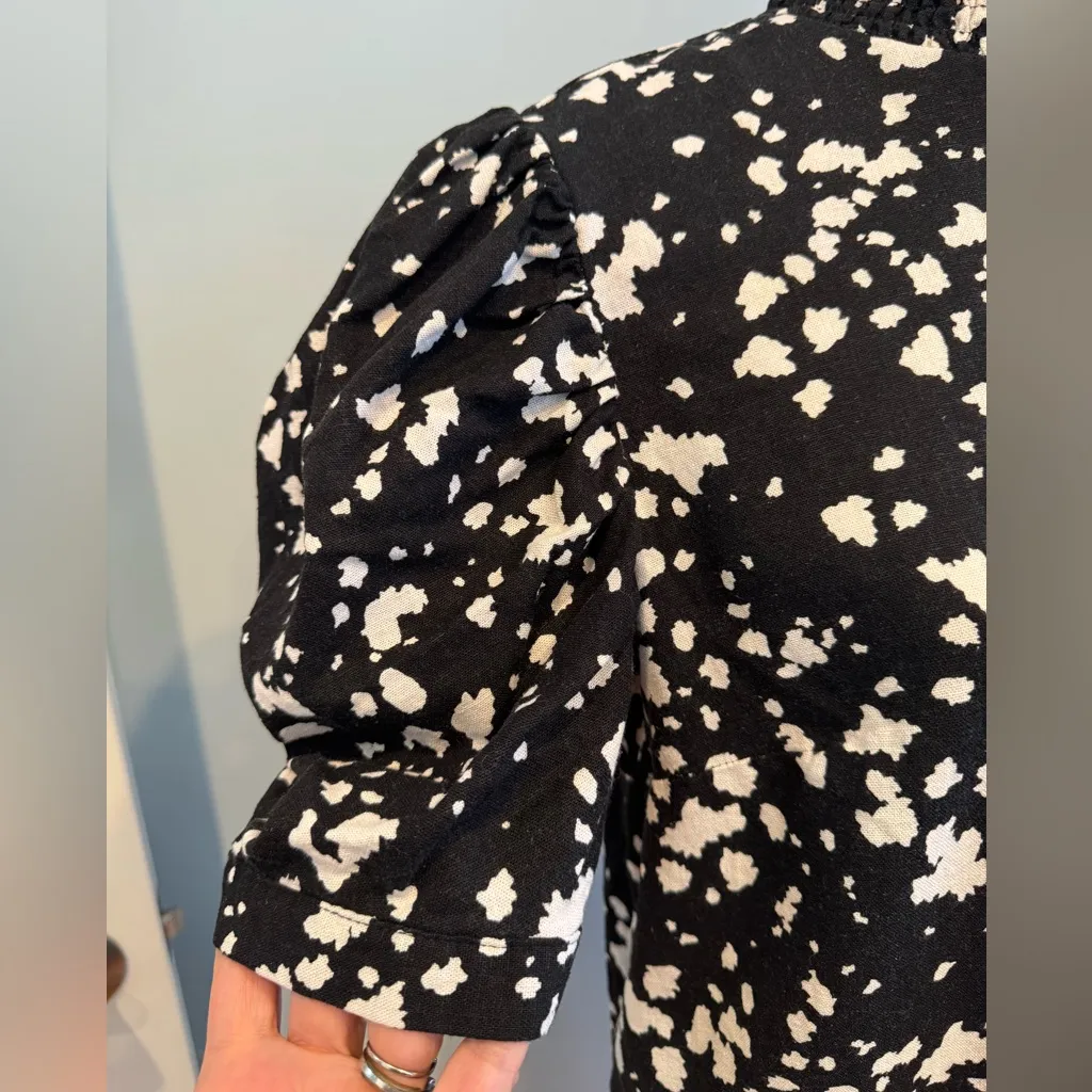 Who What Wear Puff Short-Sleeve Ruffle Linen Blend w/Pockets Dress Size S - Image 4