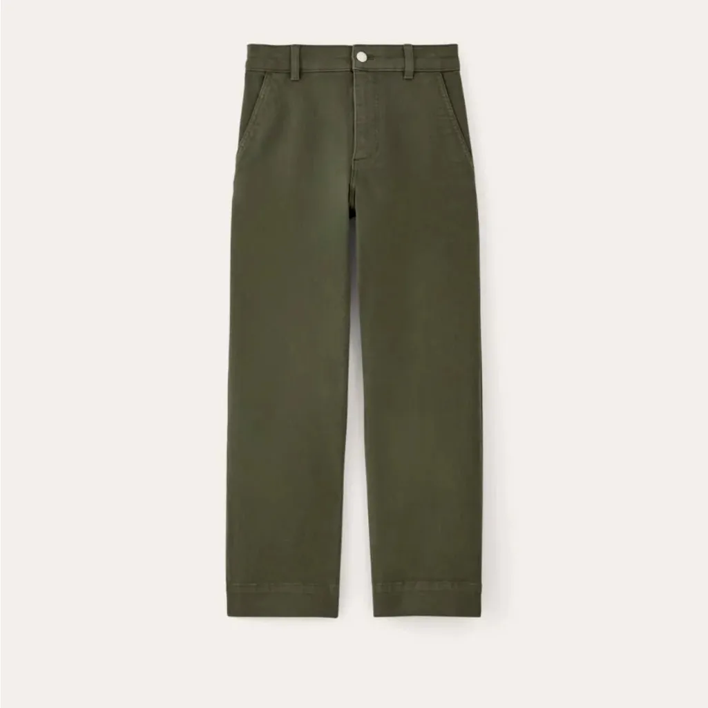 Everlane Straight Leg Pants in Olive Utility Cropped Organic Cotton Blend 12R - Image 2