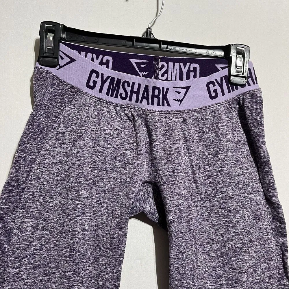 Gymshark Legging Women's Medium Heather Purple Nylon Stretch‎ Logo Elastic Waist - Image 2