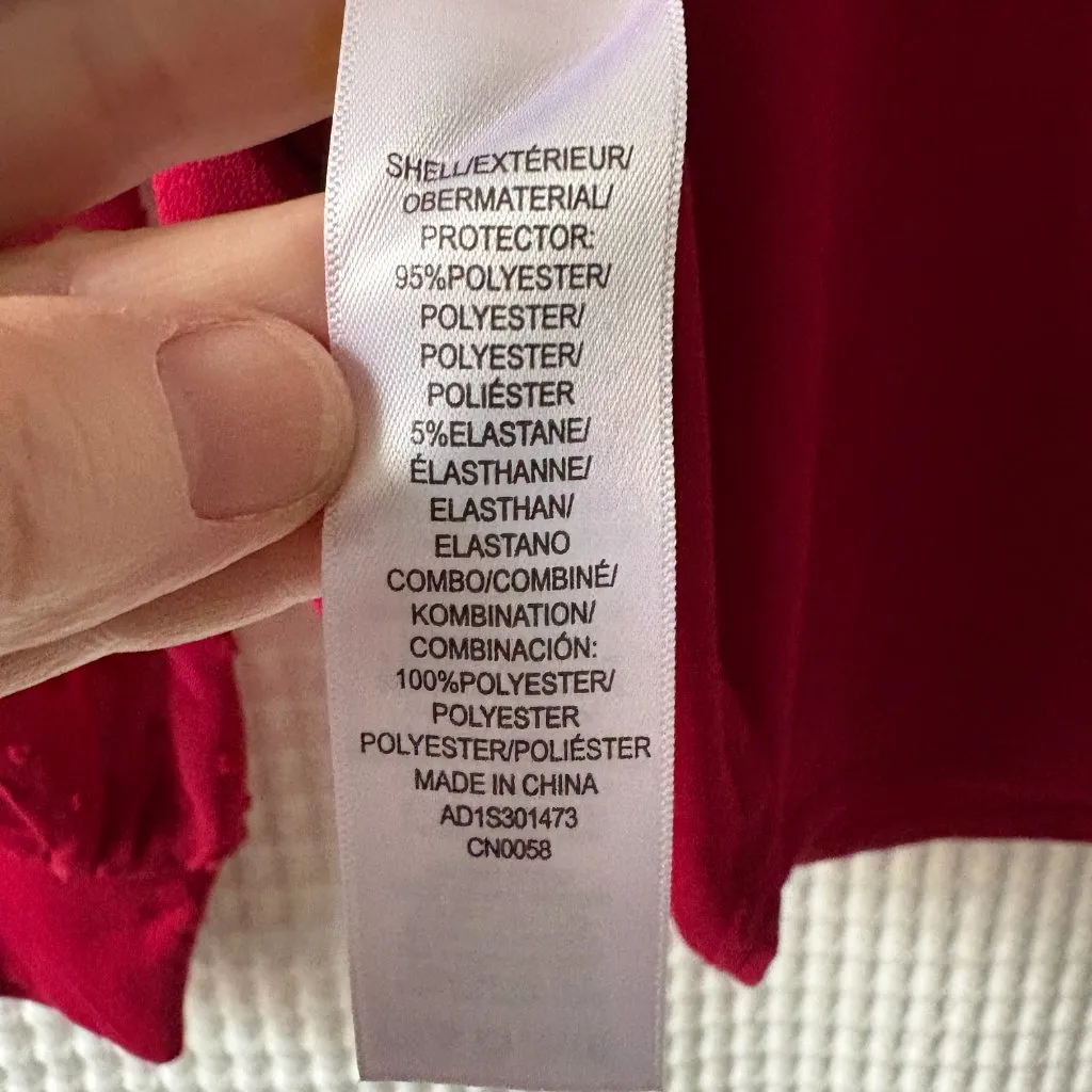 Adrianna Papell red ruffle neck sheer Swiss dot sleeves blouse women's small - Image 3