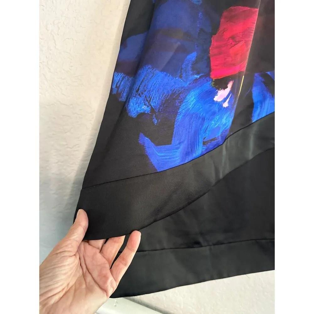 Ted Baker London Watercolor Black Shift Flap Dress Small Artsy Art to Wear - Image 4