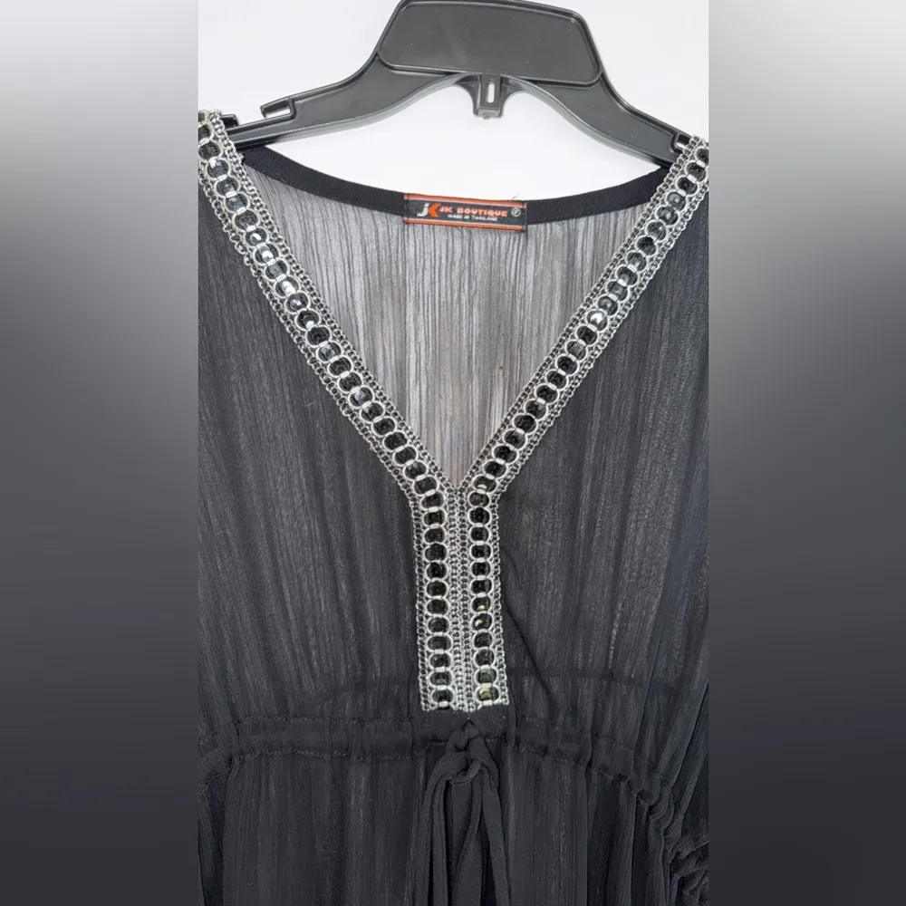 Black Sheer Tunic Top Size M - Image 3