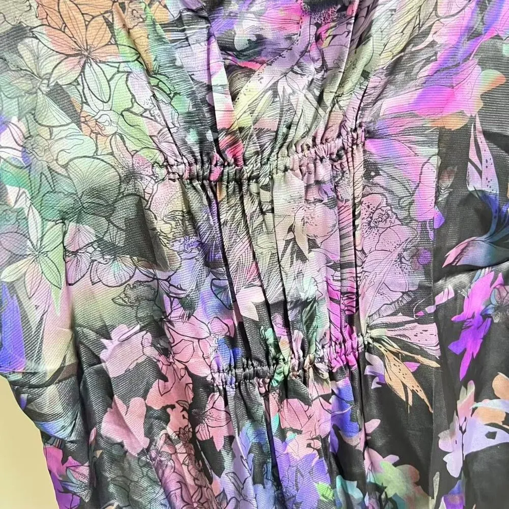 NWOT Diesel Women Floral Midi Dress Oversized Size L Pocket - Image 7