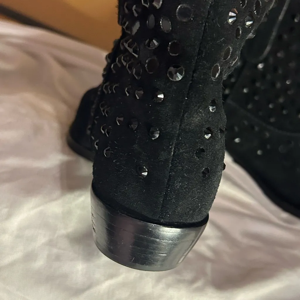Michael Kors Dani Black Suede Rhinestone ankle Booties size 8 - Image 8
