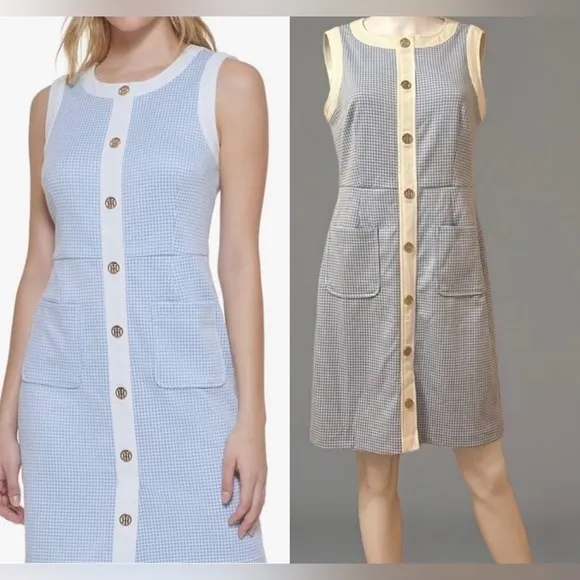 Tommy Hilfiger Women’s Houndstooth Mini Dress in kentucky blue and white - Image 2