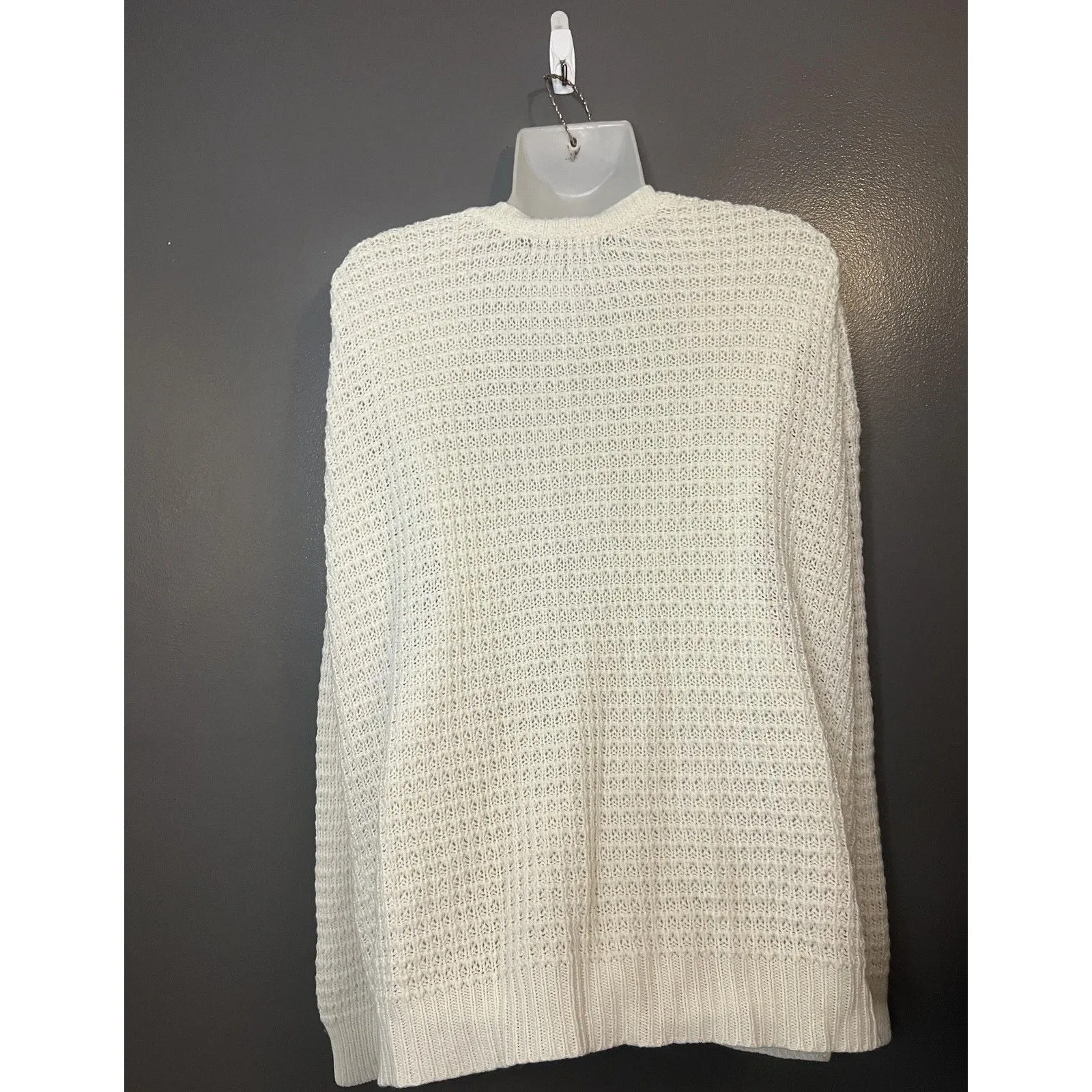 Forever 21 Sweater Cardigan Womens Medium White Open Knit Pockets Long Sleeve - Image 5