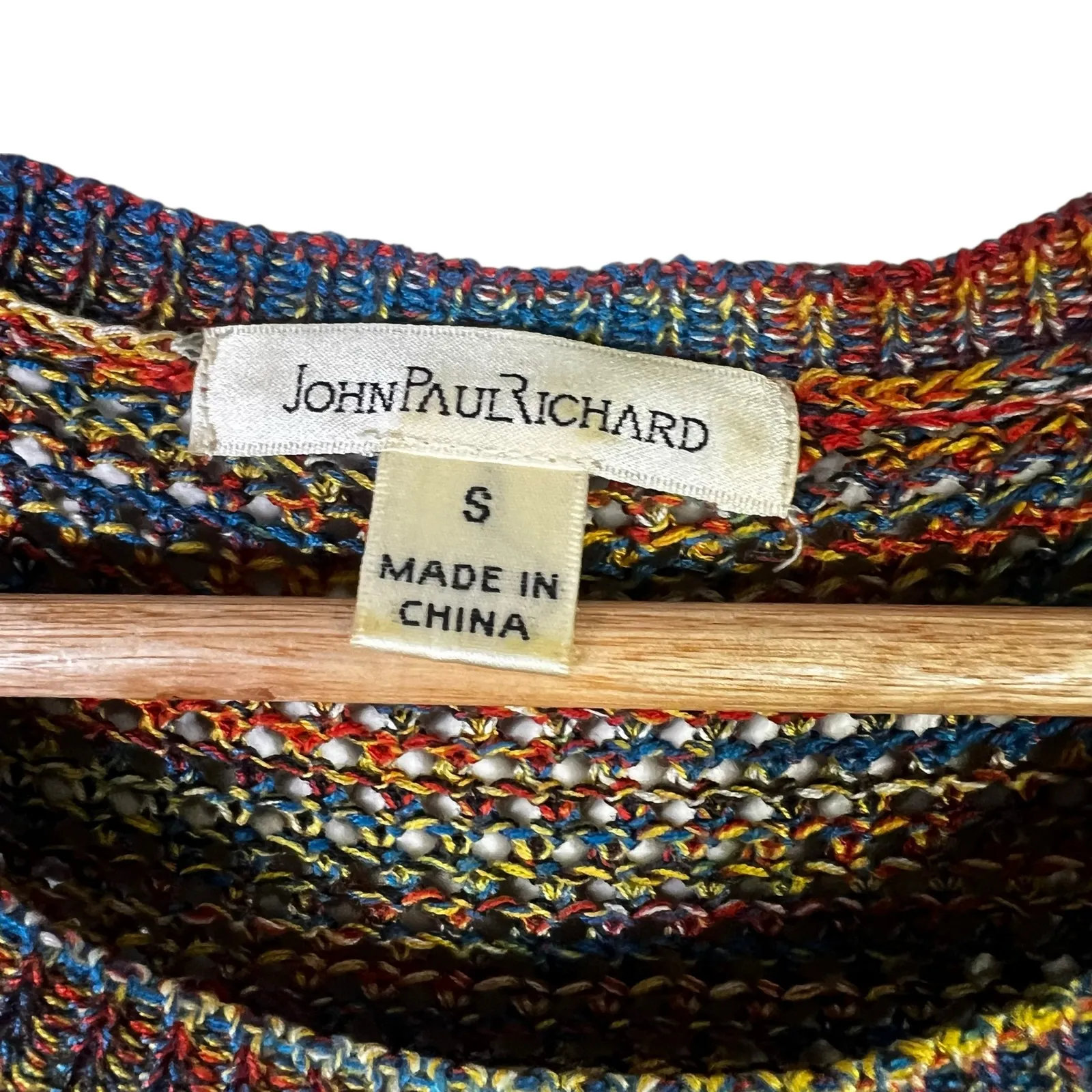 John Paul Richard Fringe Knit Top Womens S Multicolor Boho Festival Hippie 70s - Image 6