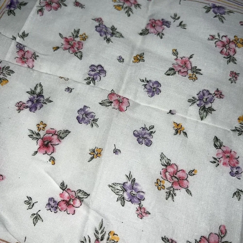 Vintage Handkerchief Hanky Floral Print Purple Pink 12" Womens Hankie NEW NOS - Image 3