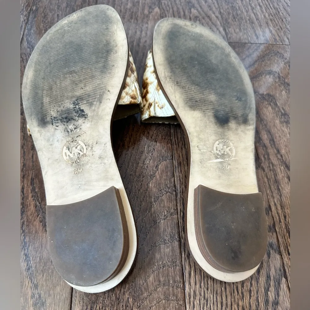 Michael Kors MK logo Snake Print Flat Sandal Size 8 - Image 7