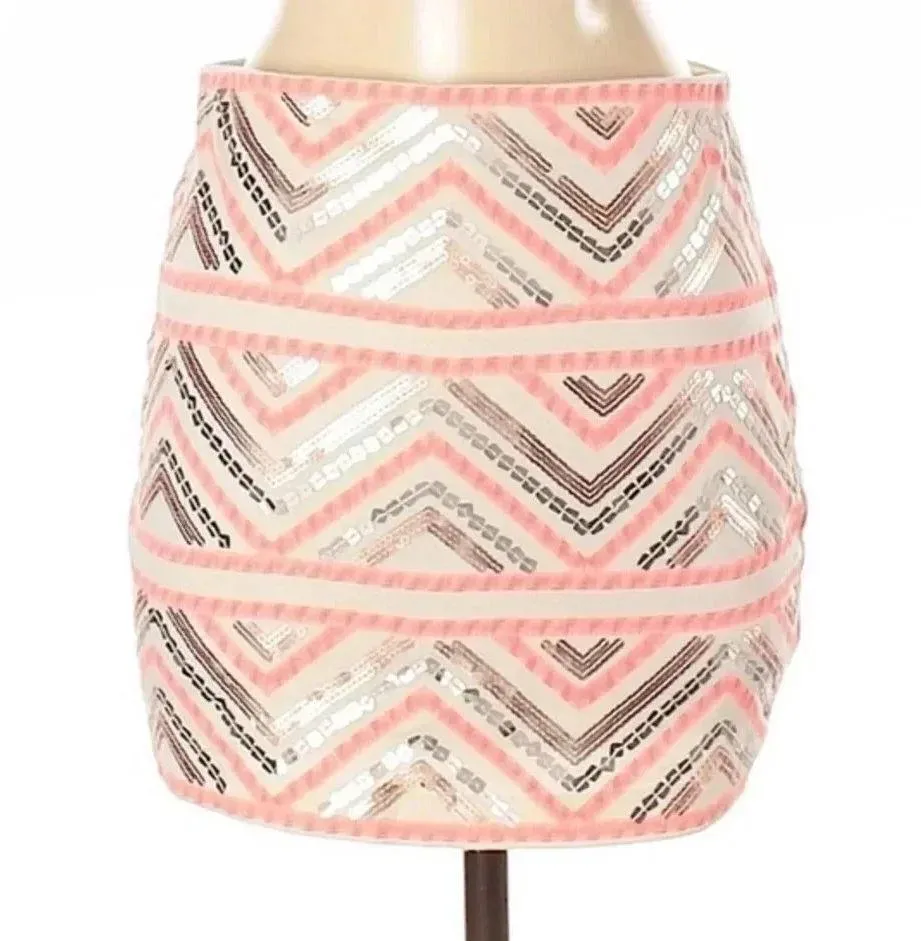 Express | Eras Tour Vibes Pink Sequins Boho Mini Pencil Skirt Size XS - Image 5