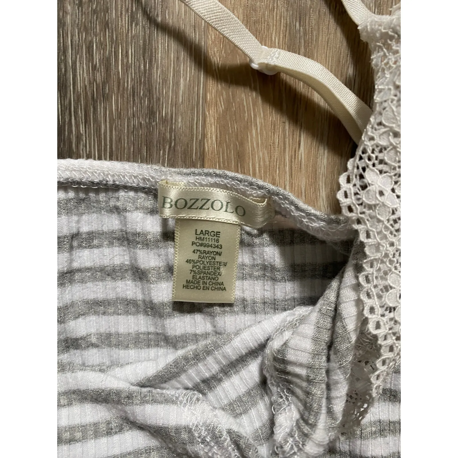 Striped Rib Knit Lace Hem Cropped Bralette Shorts Set Large Intimate Dainty Cozy - Image 3