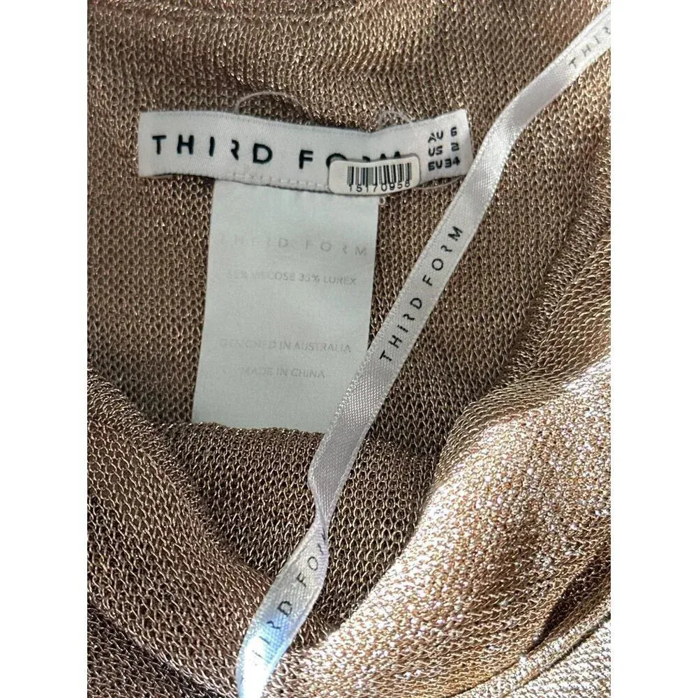 Third Form Heavy Metal Knit Slip Dress in Rose Gold 2 Womens Midi Semi Sheer Pink - Image 8