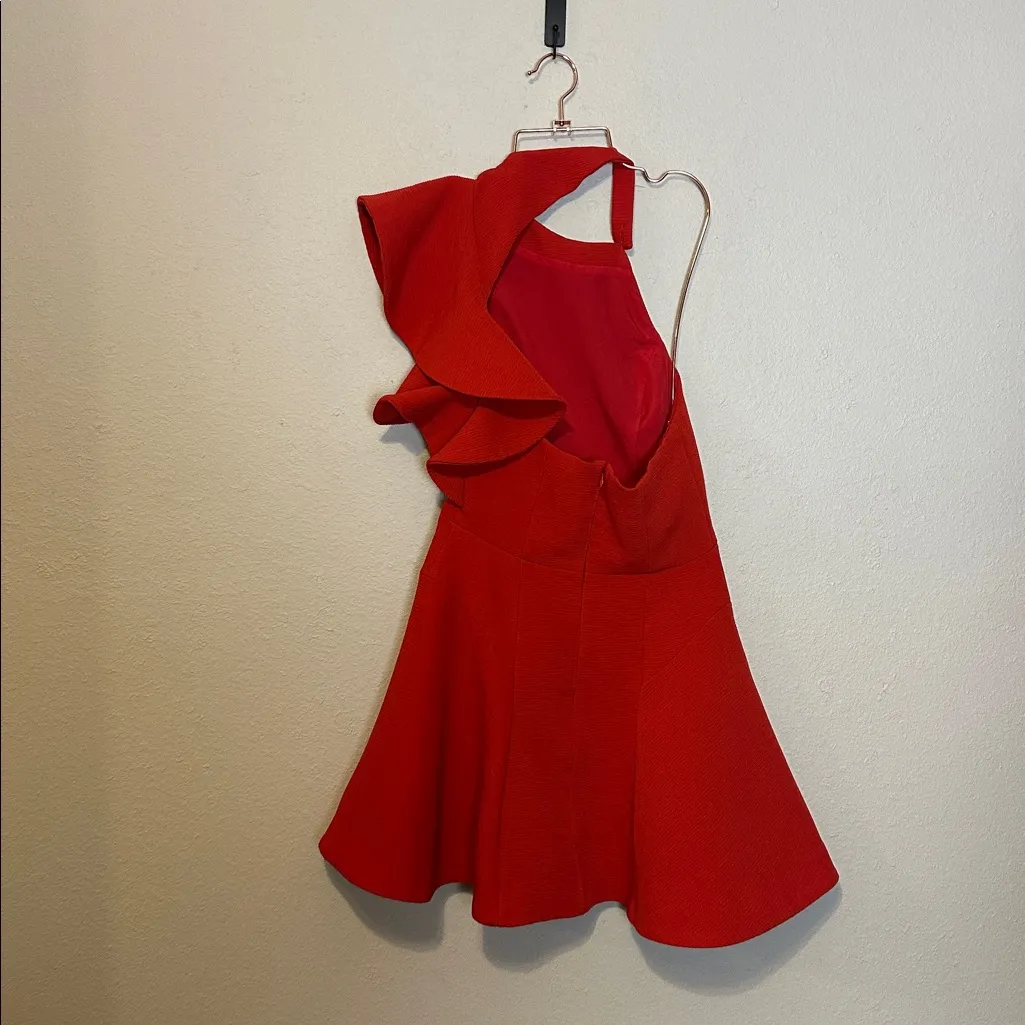 C//MEO‎ collective heart commands one shoulder ruffle red dress size Medium - Image 6