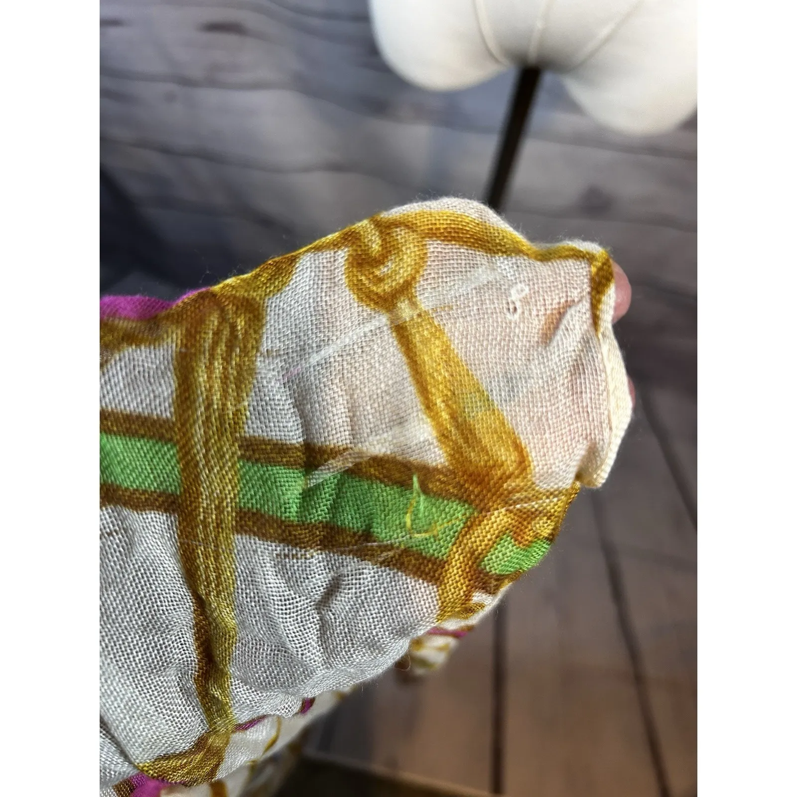 NWT Lauren Ralph Lauren Infinity Loop Scarf Cream Multicolor Chain Print - Image 9