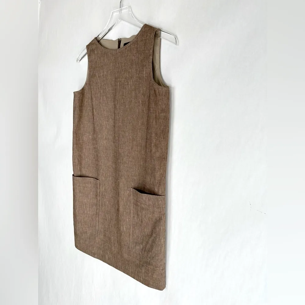 Theory Mod Sleeveless Bronze Linen Blend Shift Dress Size 2 NWT - Image 7