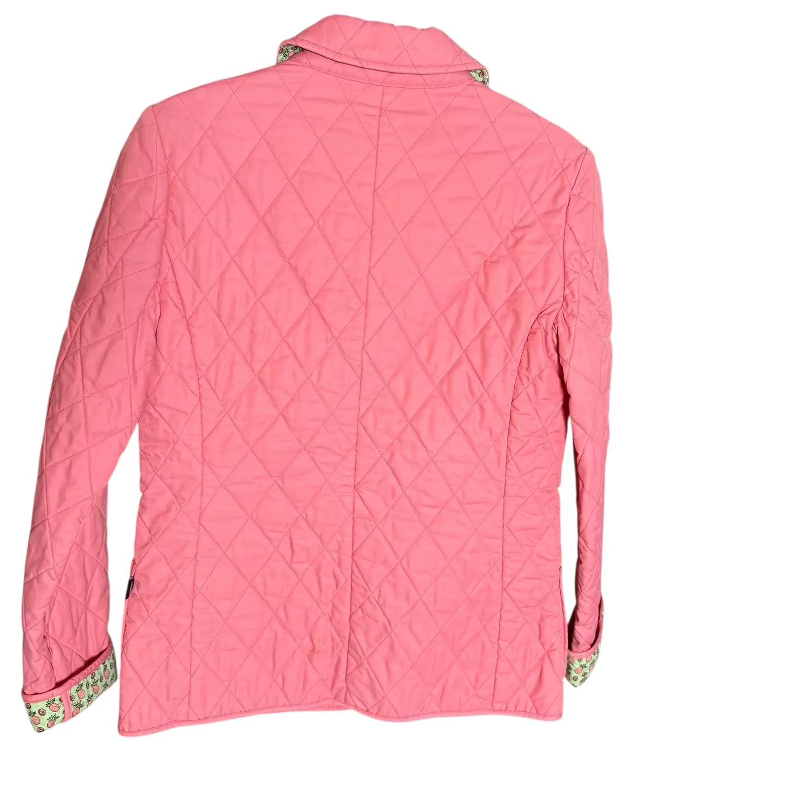 Vineyard Vines Quilted Pink Jacket Pineapple Print Lining Women's XSmall - Image 11