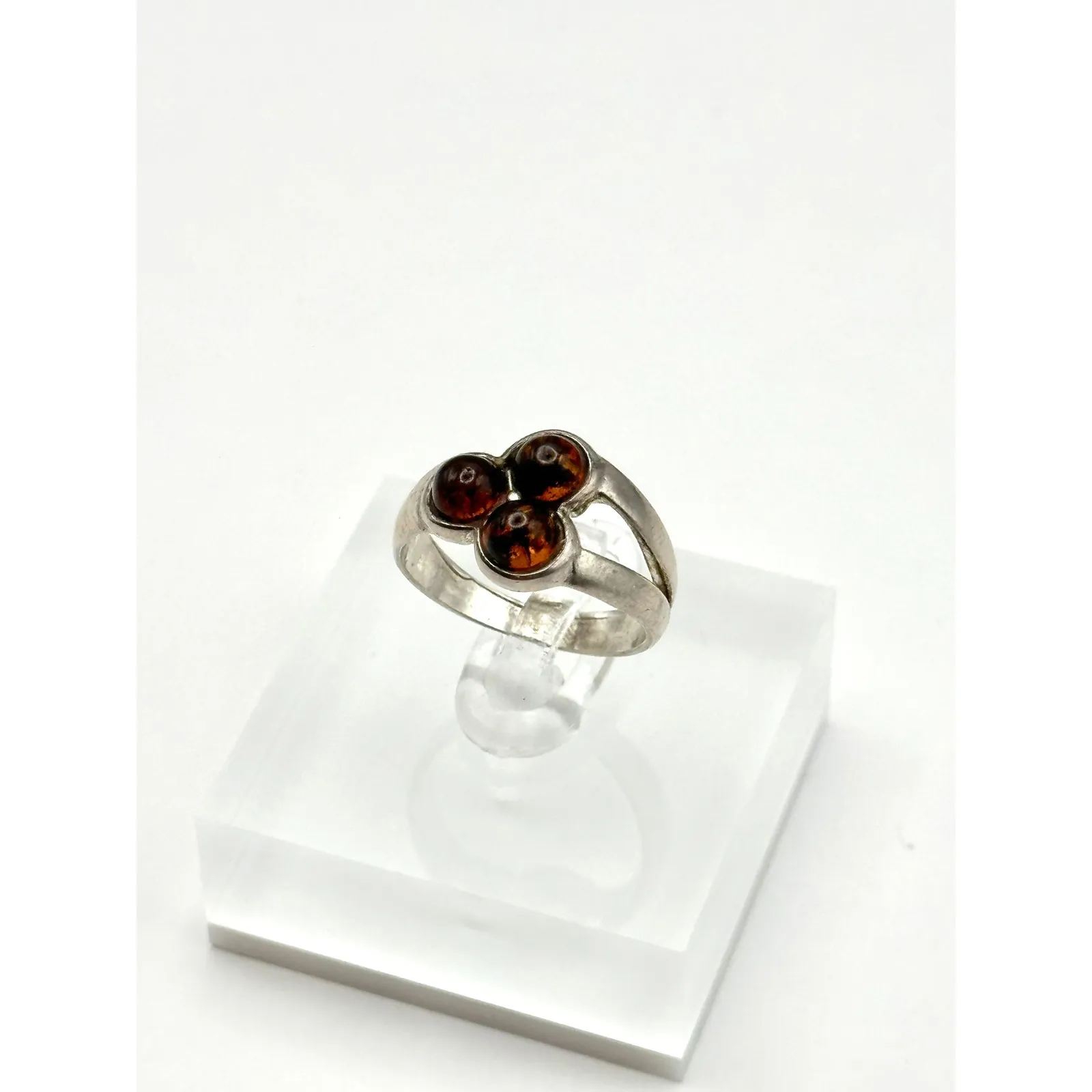 Amber Cluster Sterling Silver Handmade Ring Size 6.25 - Image 3