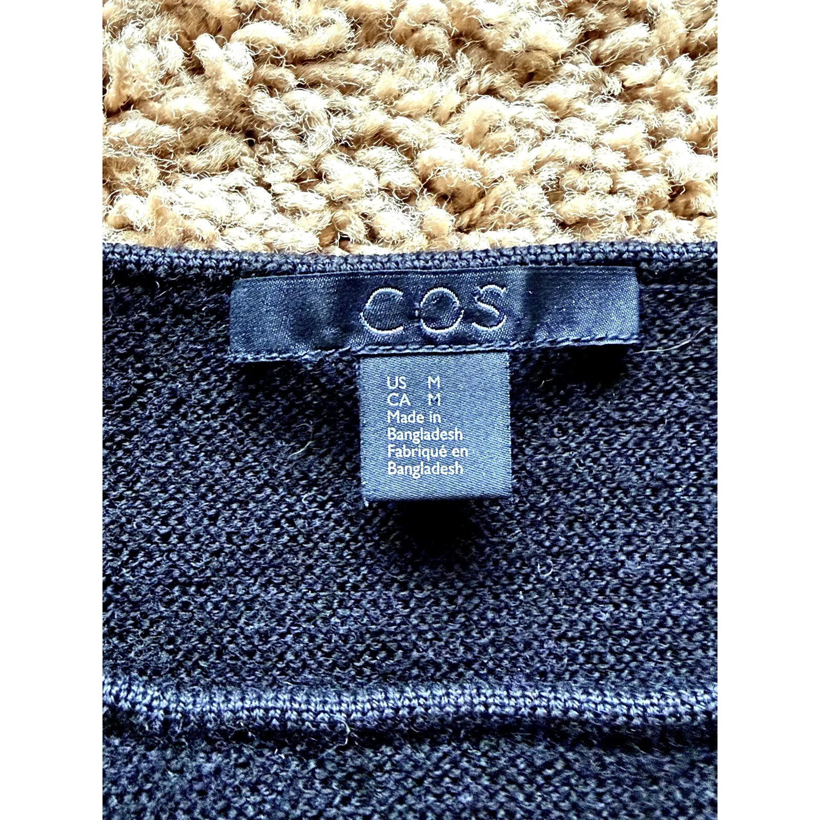 COS Classic Black Merino Wool Knit Pullover Sweater Top Shirt Pockets Medium - Image 2