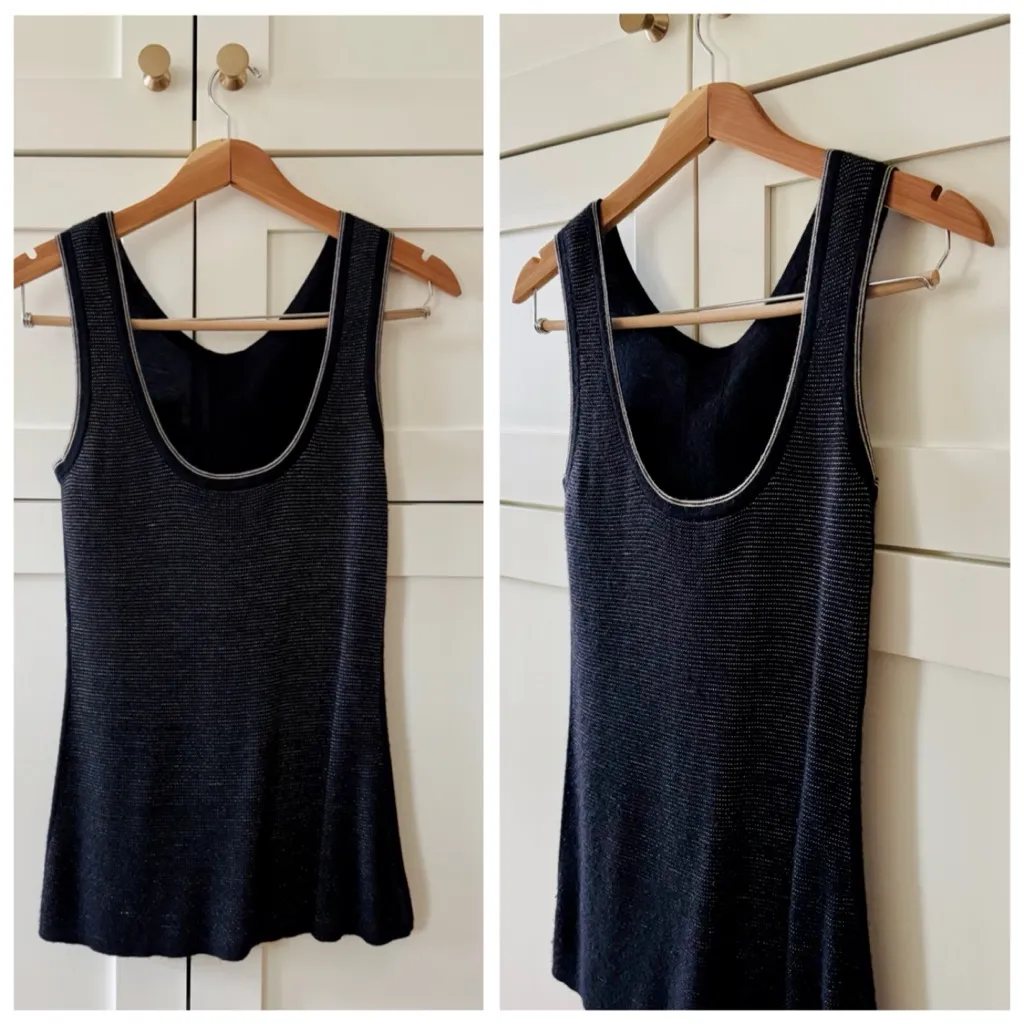 Zac Posen Sleeveless Cashmere Knit Tunic Length Button Sweater, Black sz. S - Image 4