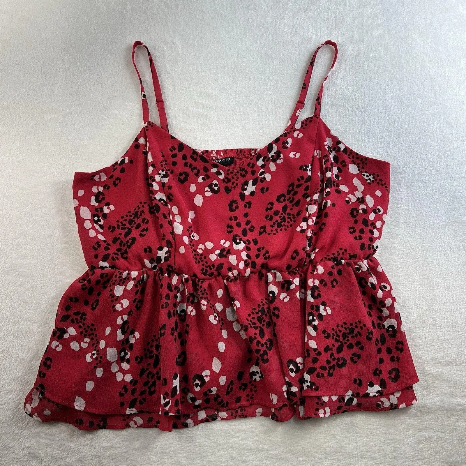 Torrid Plus 1 1X Peplum Chiffon Midi Cami Top Pink Leopard Animal Print Whimsy - Image 4