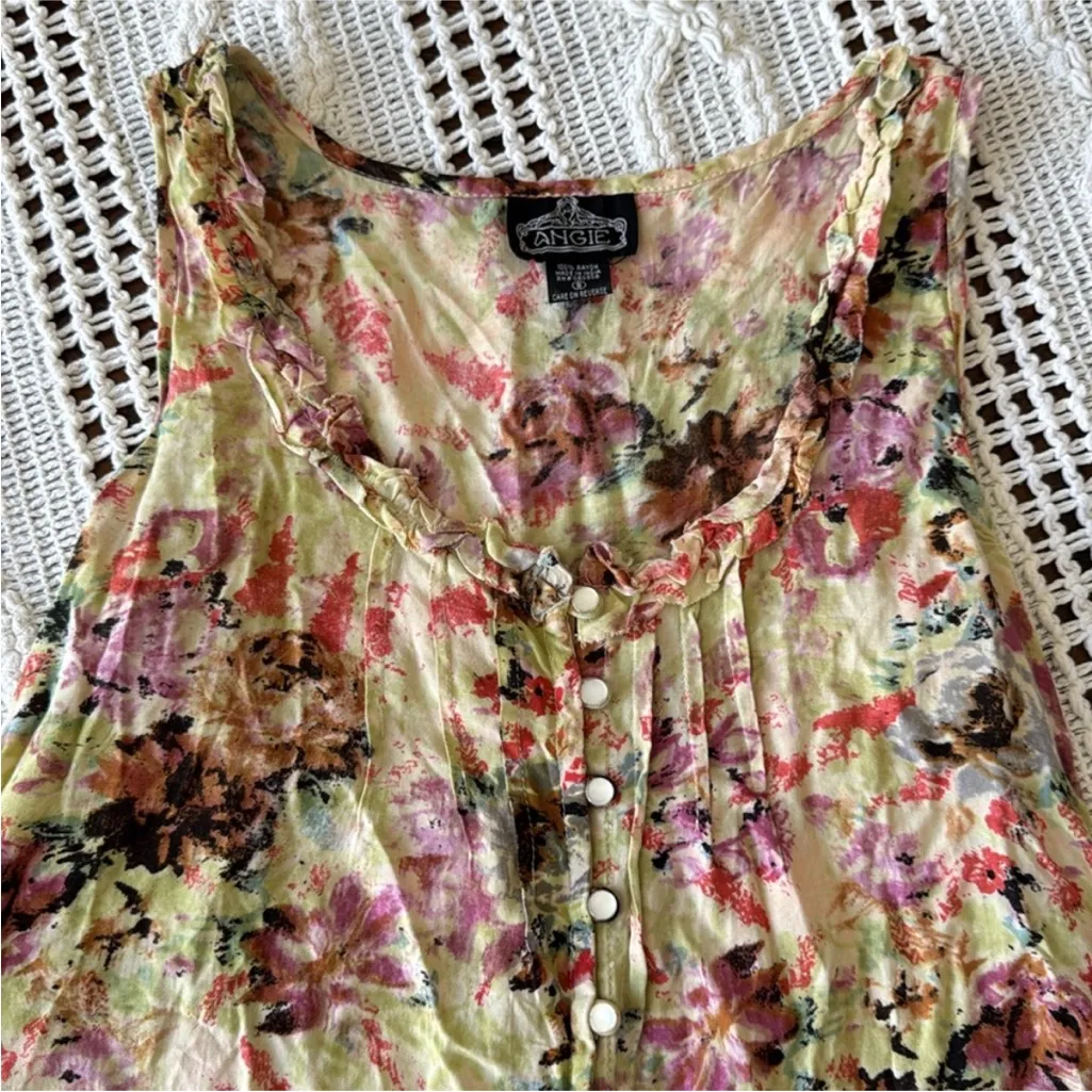 Angie lace trim floral button-down tank top - Image 6