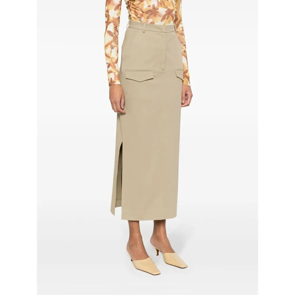 NANUSHKA Edena Skirt in Pebble Large New Womens Long Maxi Chinos Khaki Tan - Image 15