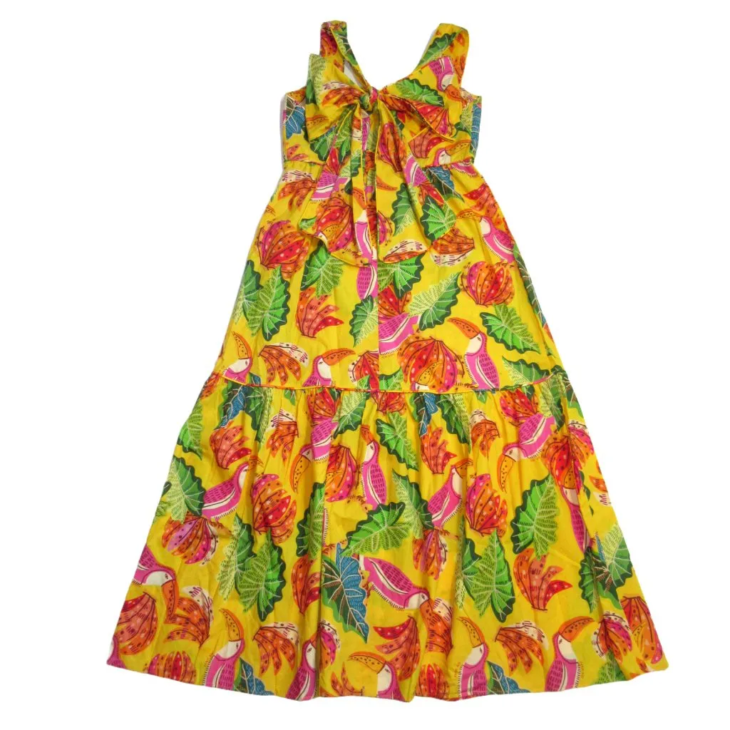 NWT FARM Rio Beaks & Bananas Maxi in Yellow Cotton Bow Back Tank Dress M $235 - Image 11