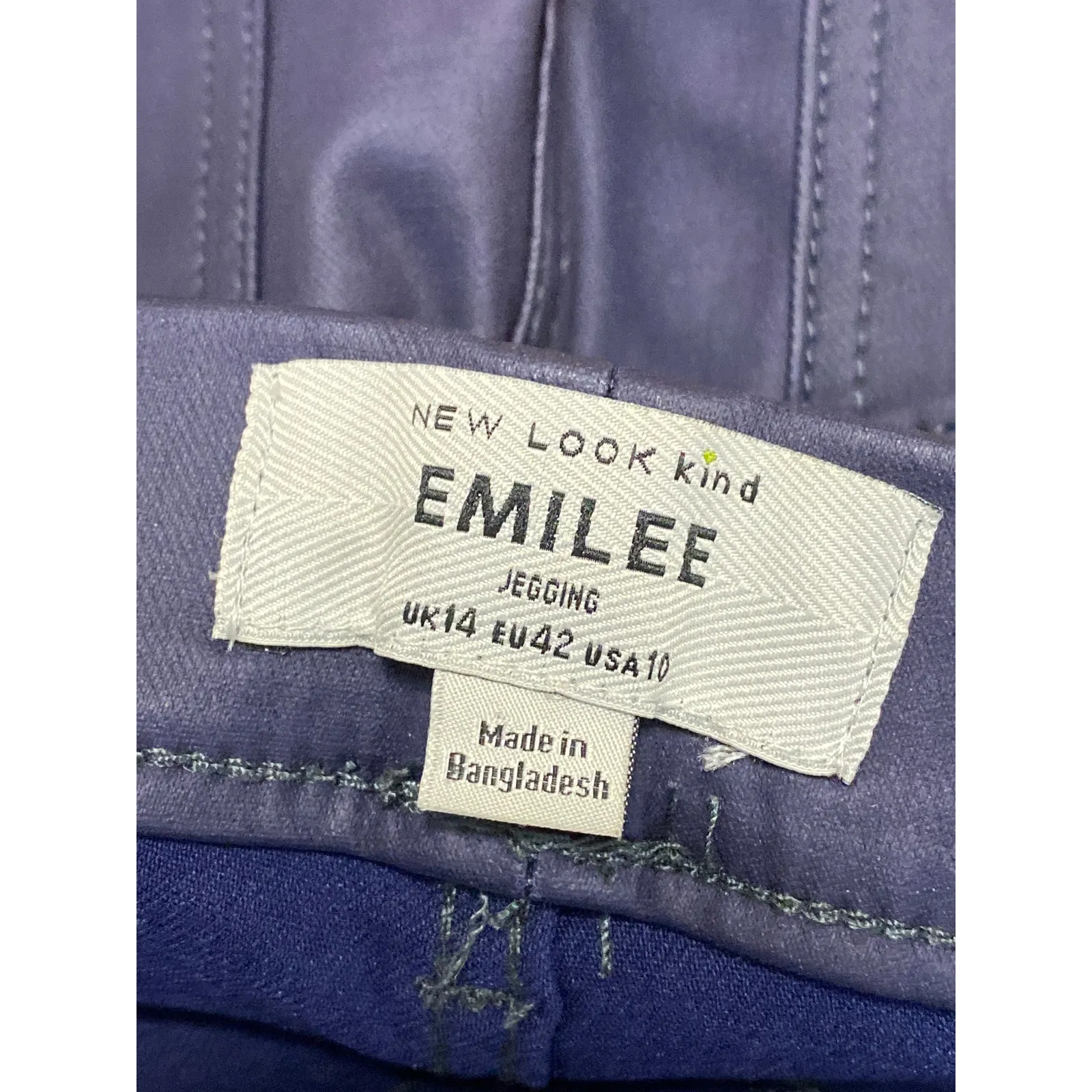 New Look Emilee Blue Coated Vegan Leather High Rise Skinny Jeggings Pants Sz 10 - Image 3