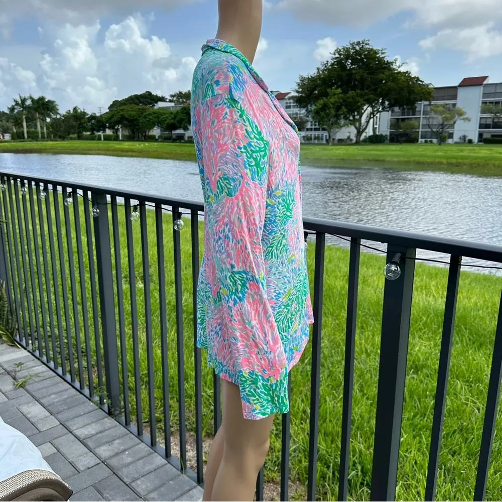 PJ Sleepwear Knit Button Up Top Multicolor Stargazer Size xLarge - Image 5