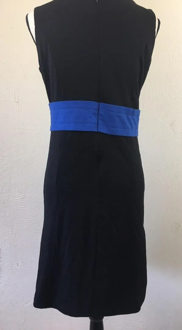Retro 60s Style Level Eight 8 Sleeveless Black Blue Button Dress - Image 4