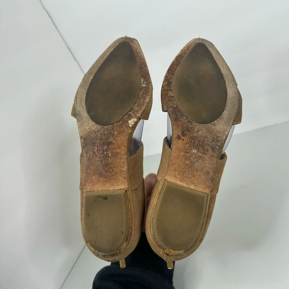 Eileen Fisher Womens size 7 Sienna Suede Leather Hall Flat Shoe Tan Mary Jane - Image 12